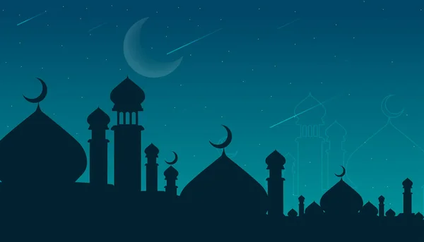 Silhouete Moschee Islamic Poster Design Hintergrund — Stockvektor
