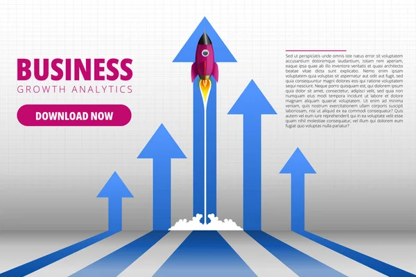 Growth Rocket Launcher Arrow Business Concept Design Nadaje Się Marketingu — Wektor stockowy