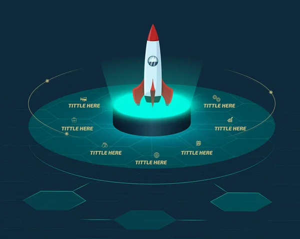 Ψηφιακή Πλατφόρμα Infographic Rocket Launcher Εικονογράφηση Διάνυσμα — Διανυσματικό Αρχείο