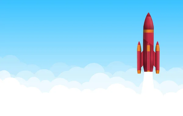 バナーデザイン ポスタービジネスの成功 マーケティングキャンペーン モチベーションポスター 従業員のキャリアパスに適した空へのロケット — ストックベクタ