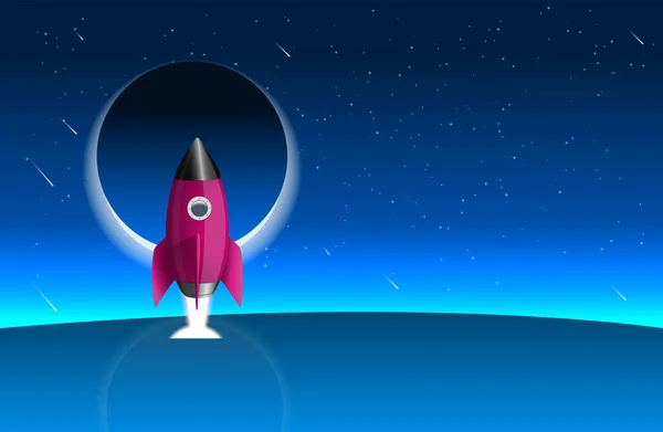 Ruimteschip Outspace Rocket Launcher Poster Design Geschikt Voor Poster Design — Stockvector