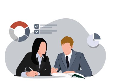 İş Adamları İş Adamı ve İş Kadını Bilgi Şablonu Tasarımı, İş ve Pazarlama Sunum Simgesi İçin Uygun