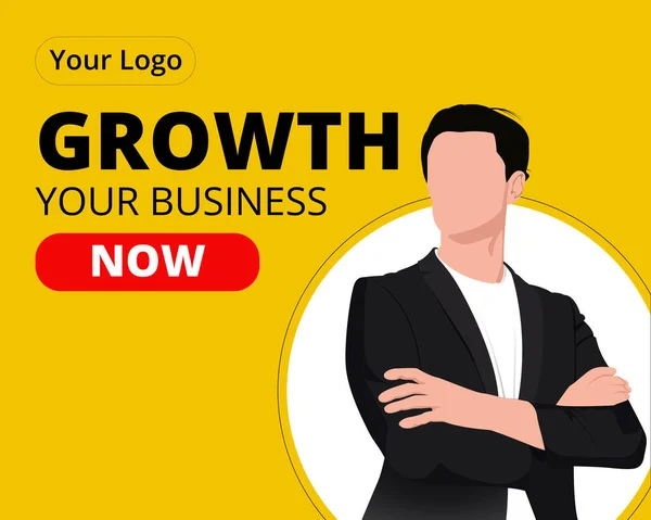 Business Man Growth Business Poster Image Vector Nadaje Się Kampanii — Wektor stockowy
