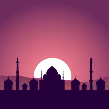 Ramadhan Camii Silueti İslami Arkaplan Tasarımı