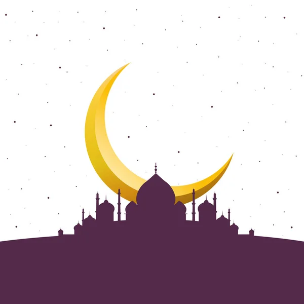 Moschee Silhouette Mubarak Festival Vektor Design — Stockvektor