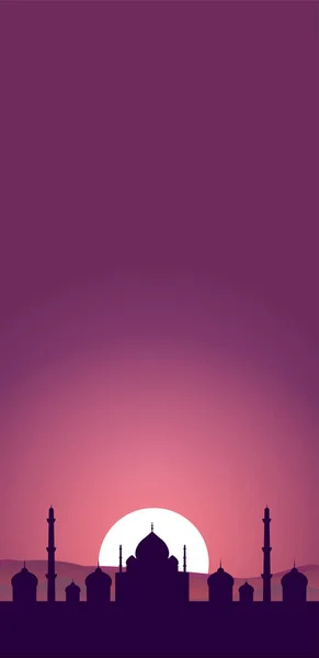 Ramadhan Moschee Silhouette Islamic Pink Background Design — Stockvektor