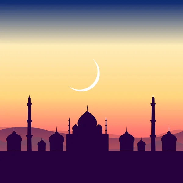 Silhouette Der Ramadhan Moschee Mit Islamischem Hintergrund — Stockvektor