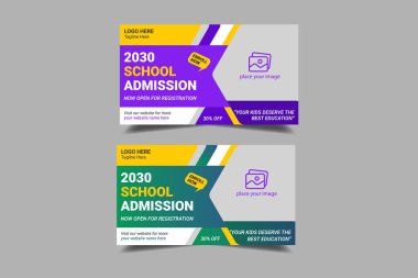 Çocuk okulu eğitimi giriş videosu küçük resim ve web afiş şablonu