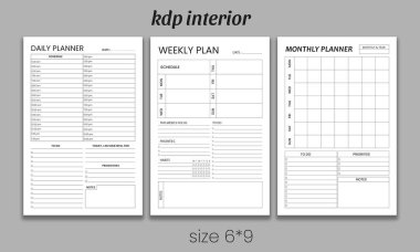 Günlük haftalık kdp planlama şablonu. Minimalist planlama sayfalarının şablonları. Günlük planlayıcı günlük şablonu