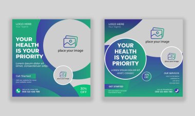 Tıbbi Sağlık Hizmeti sosyal medya şablonu (124; Tıbbi afiş web sayfası)