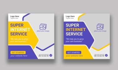 Internet Broadband Promosyon Web Banner ve Sosyal Medya Posta Şablonu. Yaratıcı Modern Düzenlenebilir Flyer Poster Tasarımı. Eşsiz modern tanıtım web afişi kurumsal iş pazarlaması