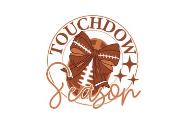 Touchdown Season Coquette Bow Game Day EPS T-shirt Design clipart