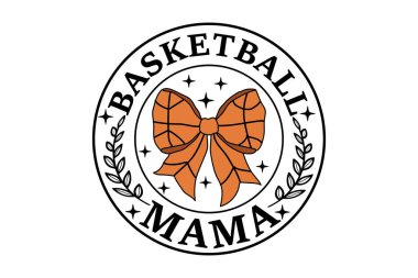 Basketball Mama Coquette Bow Game Day EPS T-shirt Design clipart