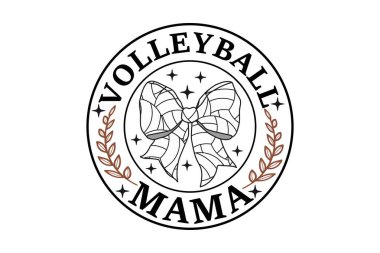 Voleybol Mama Coquette Bow Game Day EPS Tişört Tasarımı