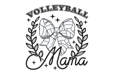 Voleybol Mama Coquette Bow Game Day EPS Tişört Tasarımı