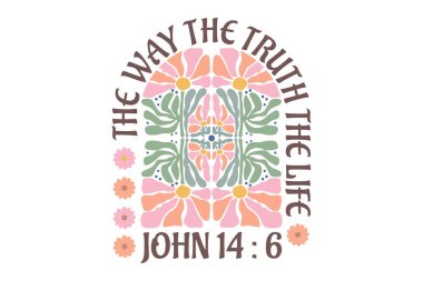 Christian Boho Soyut Çiçekler EPS Tişört Tasarımı