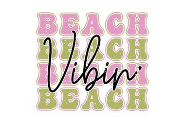Retro Summer Beach Okul Takımı EPS Tişört Tasarımı