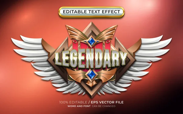 Luxus Game Logo Legendär Mit Editierbarem Text Effekt — Stockvektor