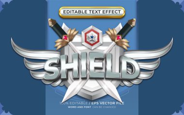 Düzenlenebilir Metin Efektleriyle Kalkan Kanatlı Amblemi