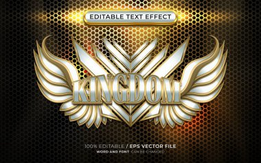 Kanatlı Amblem ile Düzenlenebilir Krallık Metin Efekti