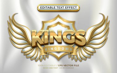Kings Gold 3D Düzenlenebilir Kanatlı Metin Efekti