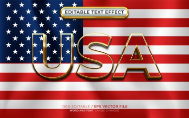 Usa 3B Metin Efekti Usa Bayrağı