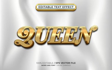 Kraliçe Metin Biçimi Efekti 3B Zarif Altın Renk