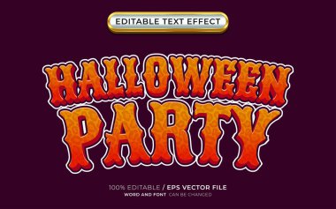 Cadılar Bayramı Partisi 3B Düzenlenebilir Metin Efekti Özeti ve Cadılar Bayramı Temalı Çizgi Film Biçimi