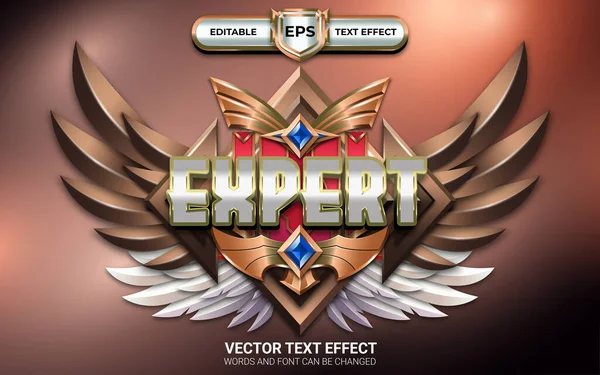 Expert Editable Text Effect Winged Emblem — стоковий вектор