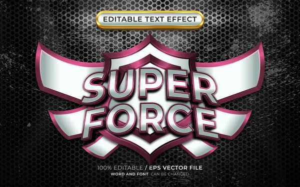Super Force Game Badge Mit Editierbaren Texteffekten — Stockvektor