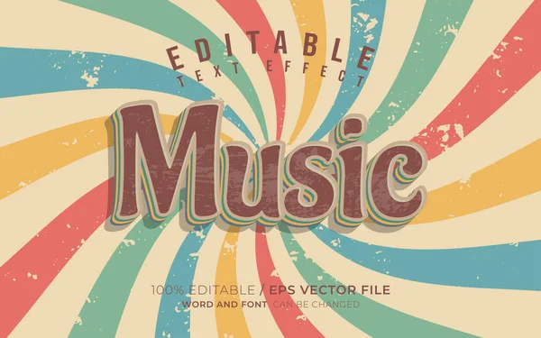 Muzyka Vintage Edytowalny Efekt Tekstowy — Wektor stockowy