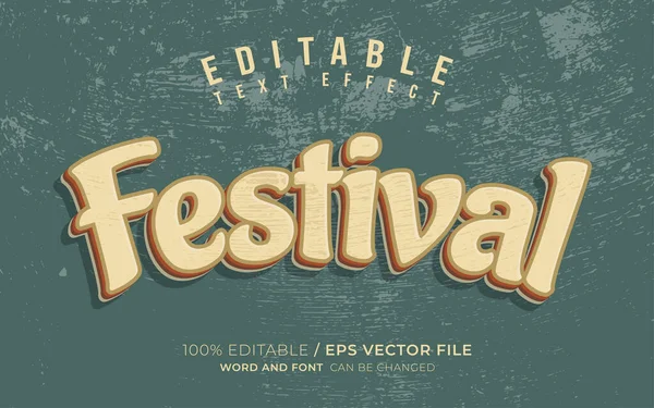 Festival Vintage Edytowalny Efekt Tekstowy — Wektor stockowy