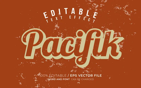 Pacifik Vintage Edytowalny Efekt Tekstowy — Wektor stockowy
