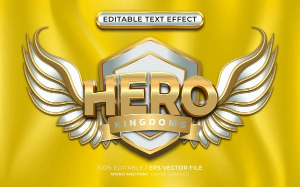 Held Gold Editierbarer Texteffekt Mit Geflügeltem Emblem — Stockvektor