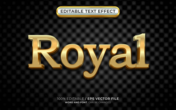 Royal Text Style Effect 3D Elegant Gold Color