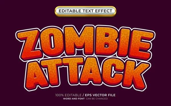 stock vector Zombie Attack 3D Editable Text Effect Outline and Cartoon Style with Halloween Theme