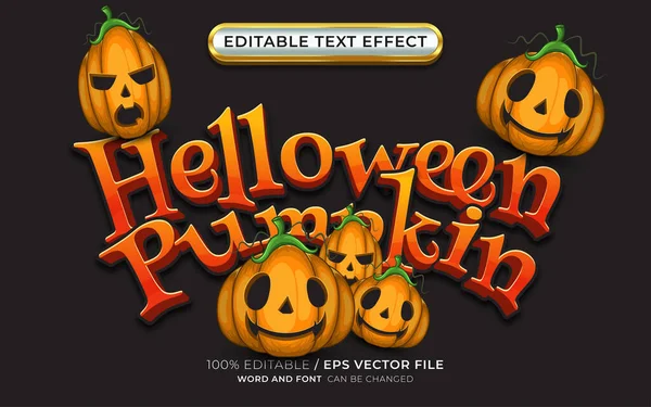 Efecto Texto Calabaza Halloween Editable — Archivo Imágenes Vectoriales