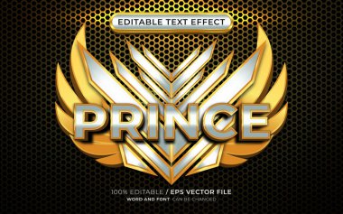 Düzenlenebilir 3B Metin Efektli Prens Oyun Rozeti