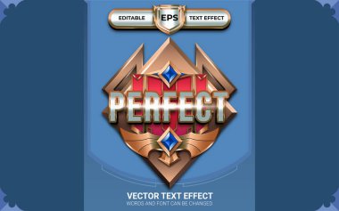 Düzenlenebilir Metin Efektleri ve Altın Temalı Mükemmel Zafer Başarı Rozeti