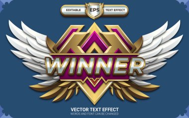 Düzenlenebilir Metin Efekti ile Kazanan Oyun Rozeti