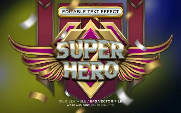 Editierbarer Superhelden Texteffekt Mit Geflügeltem Emblem — Stockvektor