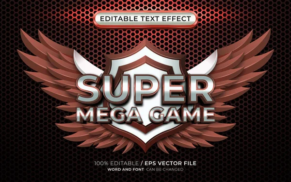 Super Mega Game Badge Mit Editierbarem Text Effekt — Stockvektor