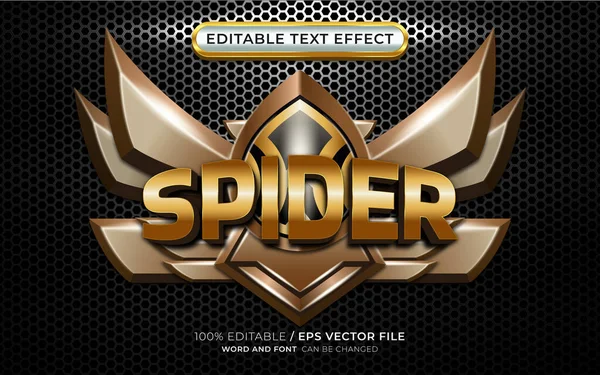 stock vector 3D Spider Badge Game with Editable Text Effect