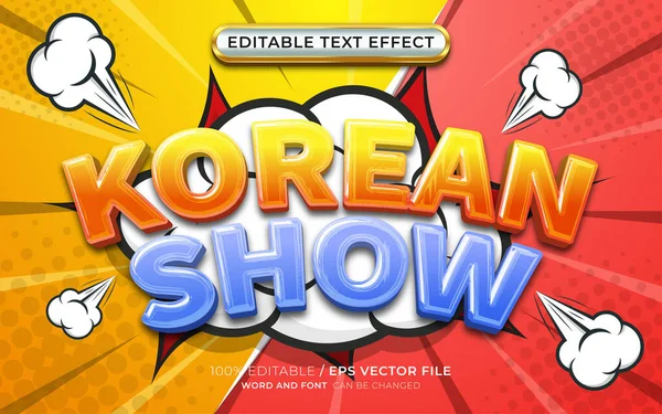 Televisión Coreana Mostrar Editable Texto Efecto Cómic Estilo — Vector de stock