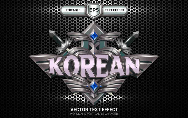 Koreai Hadsereg Jelvény Szerkeszthető Szövegeffektus Játék Stílus — Stock Vector