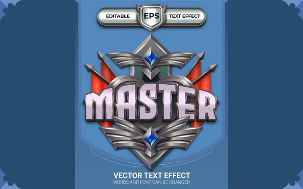 Игровой Значок Master Achievement Редактируемыми Текстовыми Эффектами — стоковый вектор