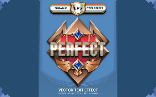 Perfekte Victory Achievement Game Badge Mit Editierbaren Texteffekten Und Goldenem — Stockvektor