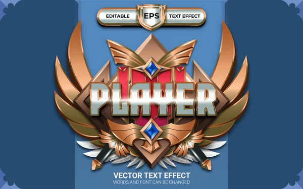 Pro Player Achievement Game Badge Mit Editierbaren Texteffekten Und Goldenem — Stockvektor