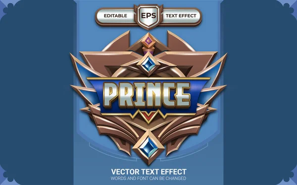 Insignia Príncipe Con Efecto Texto Editable Tema Juego — Vector de stock
