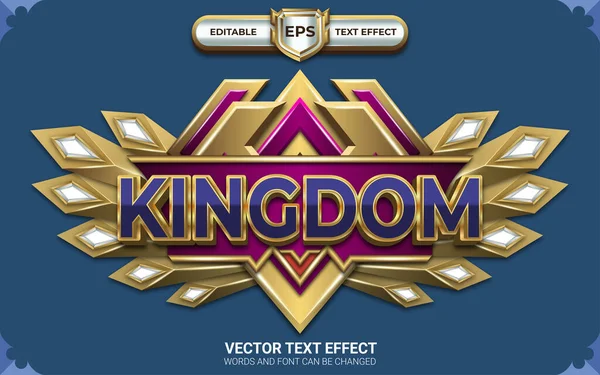 Reino Emblema Del Juego Con Efecto Texto Editable — Vector de stock